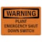 Signmission Safety Sign, OSHA WARNING, 7" Height, Plant Emergency Shut Down Switch, Landscape OS-WS-D-710-L-12320 - alternate 1